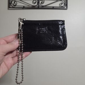 Y2K Coach Poppy Black Crinkle Patent Card/Coin Case BallChain Wristlet